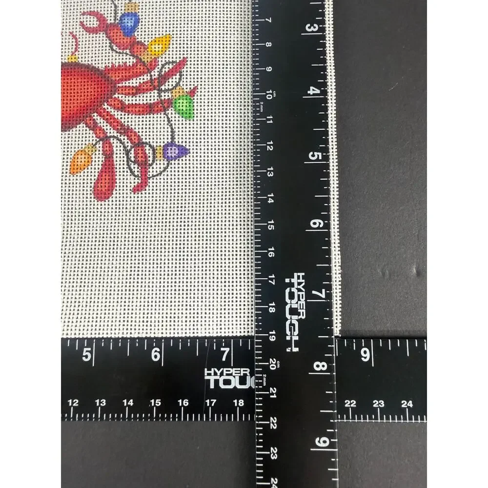 Hand Painted Needlepoint Canvas Kit Christmas Crab Holiday Lights DMC Wool